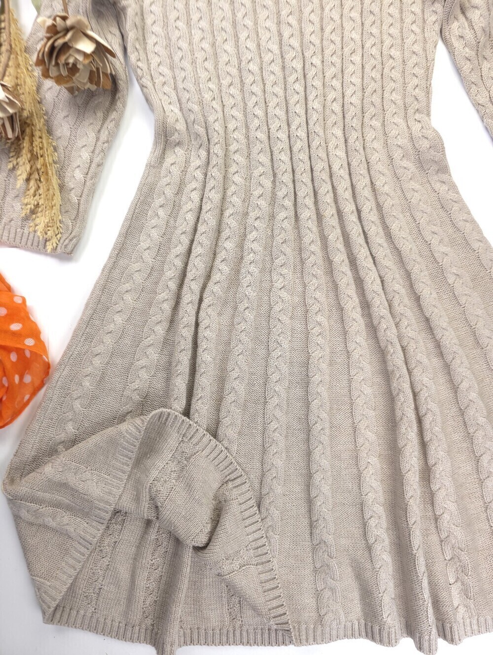 Jessica Howard Cream Cable Knit A-Line Dress S - Picture 3 of 9
